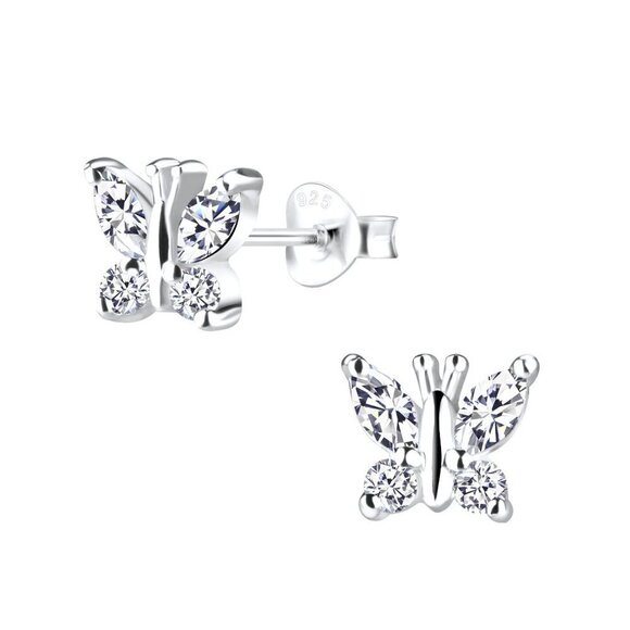 Silver Butterfly Stud Earrings - Picture 3 of 3